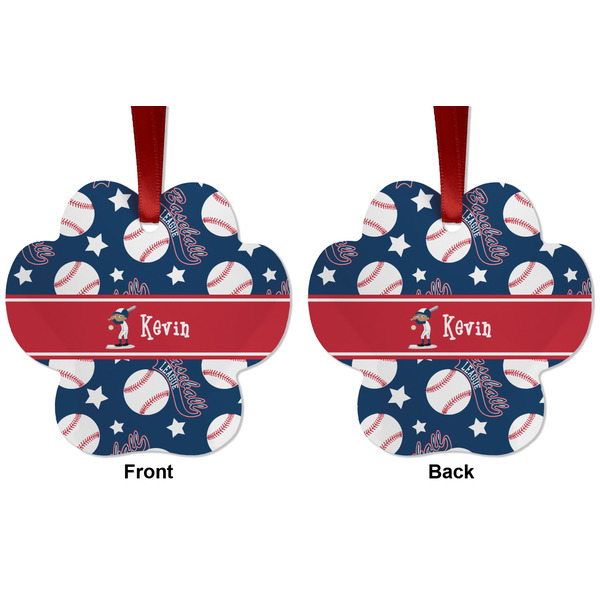 Baseball Metal Paw Ornament - Front and Back