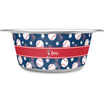 Baseball Stainless Steel Dog Bowl (Personalized)