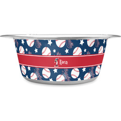 Baseball Stainless Steel Dog Bowl - Large (Personalized)