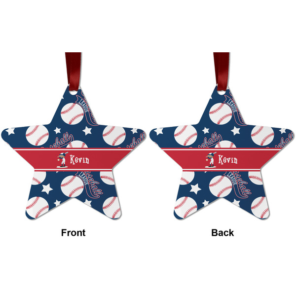 Baseball Metal Star Ornament - Front and Back