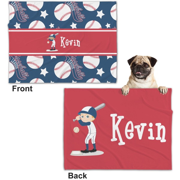 Baseball Microfleece Dog Blanket - Regular - Front & Back