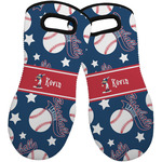 Baseball Neoprene Oven Mitts - Set of 2 w/ Name or Text
