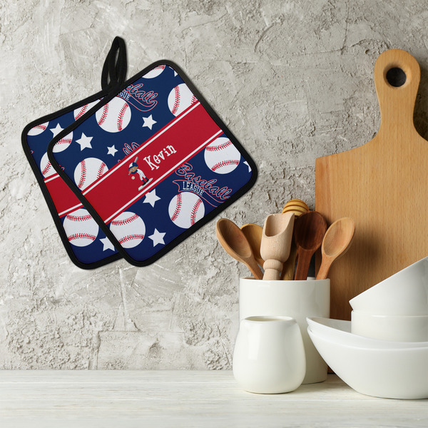 Baseball Neoprene Pot Holder - Set of 2  LIFESTYLE
