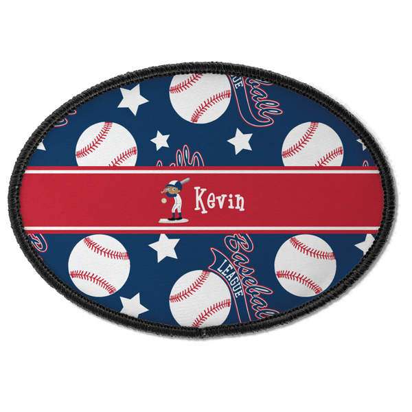 Custom Baseball Iron On Oval Patch w/ Name or Text