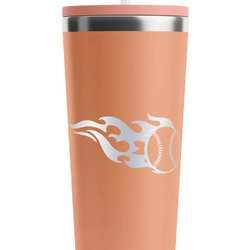 Baseball RTIC Everyday Tumbler with Straw - 28oz - Peach - Double-Sided (Personalized)