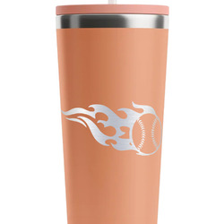 Baseball RTIC Everyday Tumbler with Straw - 28oz - Peach - Single-Sided