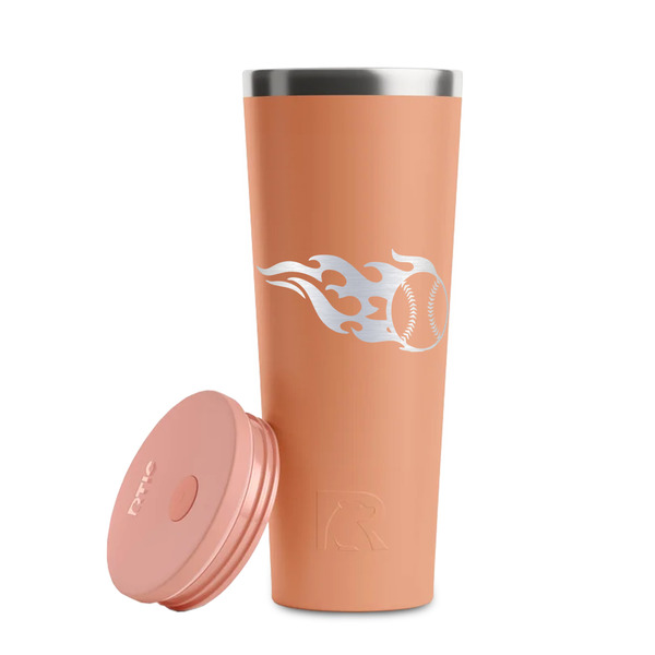 Baseball Peach RTIC Everyday Tumbler - 28 oz. - Lid Off