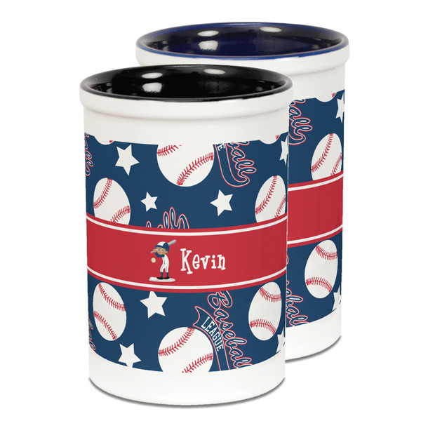 Custom Baseball Ceramic Pencil Holder - Large