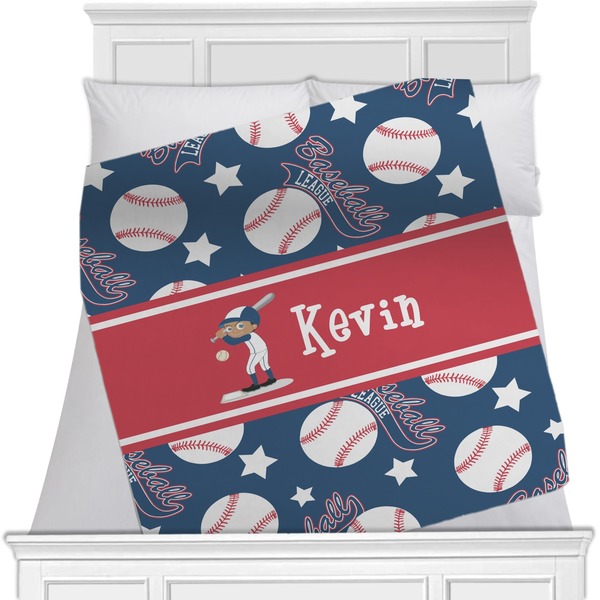 Custom Baseball Minky Blanket - Toddler / Throw - 60"x50" - Double Sided (Personalized)