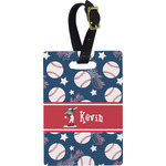 Baseball Plastic Luggage Tag - Rectangular w/ Name or Text