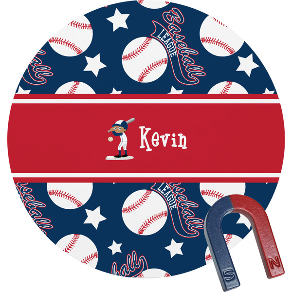 Custom Baseball Round Fridge Magnet (Personalized)