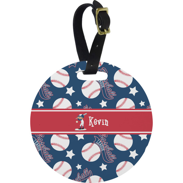 Custom Baseball Plastic Luggage Tag - Round (Personalized)