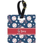 Baseball Plastic Luggage Tag - Square w/ Name or Text