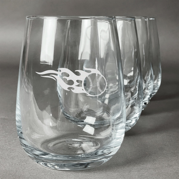 Custom Baseball Stemless Wine Glasses (Set of 4)