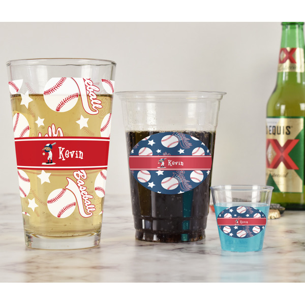 Baseball Pint Glass - Full Fill w Transparency - In Context