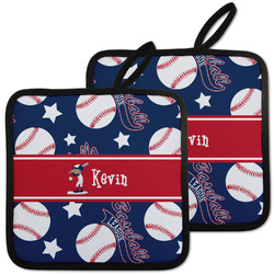 Baseball Pot Holders - Set of 2 w/ Name or Text