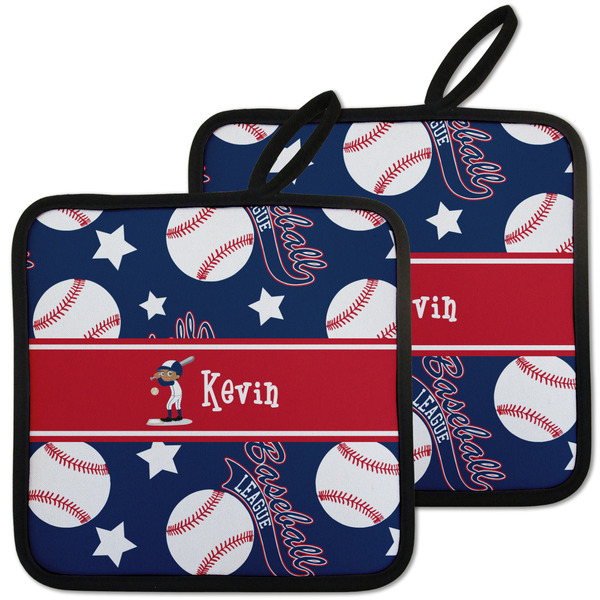Custom Baseball Pot Holders - Set of 2 w/ Name or Text