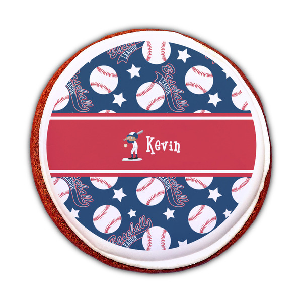 Baseball Printed Icing Circle - Medium - On Cookie