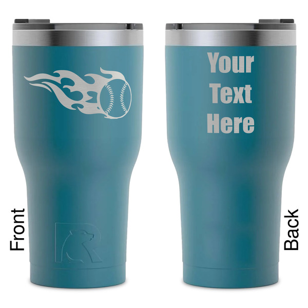 Custom Baseball RTIC Tumbler - Dark Teal - Laser Engraved - Double-Sided (Personalized)
