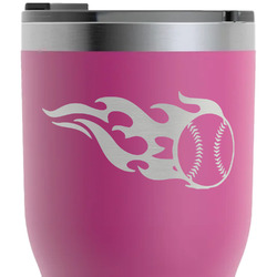 Baseball RTIC Tumbler - Magenta - Laser Engraved - Double-Sided (Personalized)