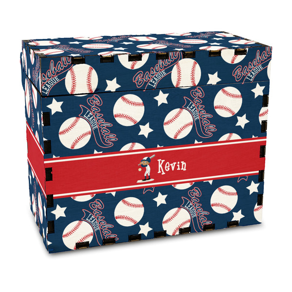 Custom Baseball Wood Recipe Box - Full Color Print (Personalized)