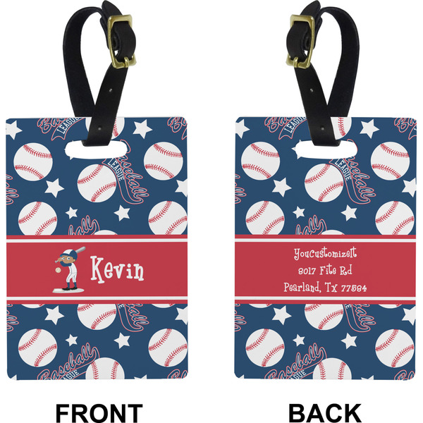 Baseball Rectangle Luggage Tag (Front + Back)
