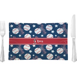 Baseball Rectangular Glass Lunch / Dinner Plate - Single or Set (Personalized)
