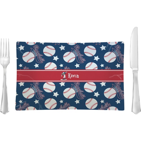Custom Baseball Rectangular Glass Lunch / Dinner Plate - Single or Set (Personalized)