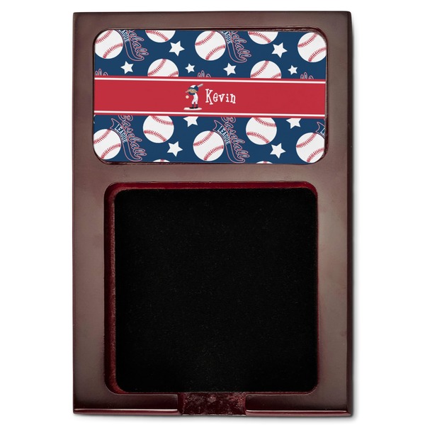 Baseball Red Mahogany Sticky Note Holder - Flat