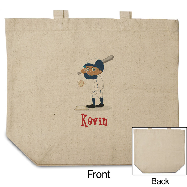 Baseball Reusable Cotton Grocery Bag - Front & Back View