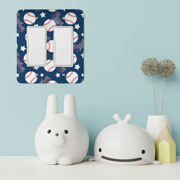 Baseball Rocker Light Switch Covers - Double - IN CONTEXT