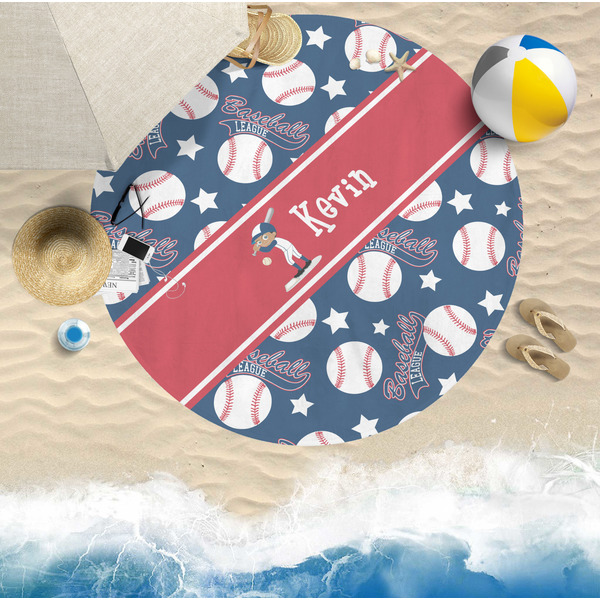 Baseball Round Beach Towel Lifestyle