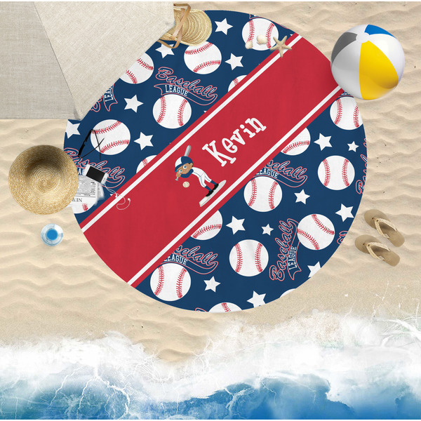 Baseball Round Beach Towel Lifestyle