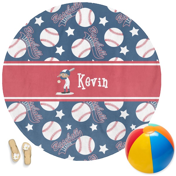 Custom Baseball Round Beach Towel (Personalized)