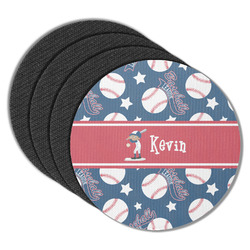 Baseball Round Rubber Backed Coasters - Set of 4 (Personalized)