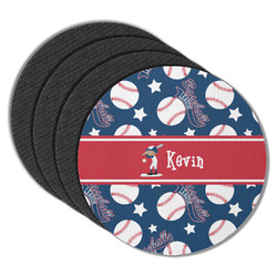 Baseball Round Rubber Backed Coasters - Set of 4 (Personalized)