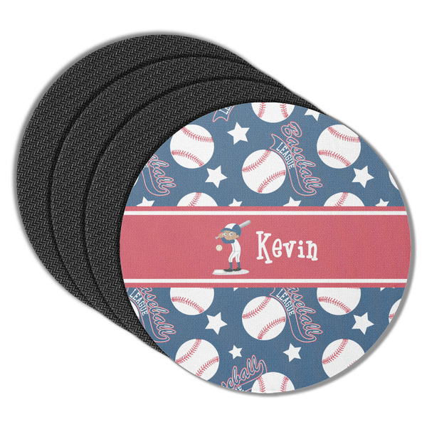 Custom Baseball Round Rubber Backed Coasters - Set of 4 (Personalized)