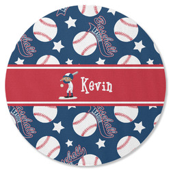 Baseball Round Rubber Backed Coaster (Personalized)