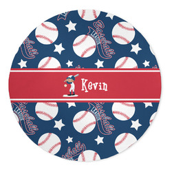 Baseball 5' Round Indoor Area Rug (Personalized)