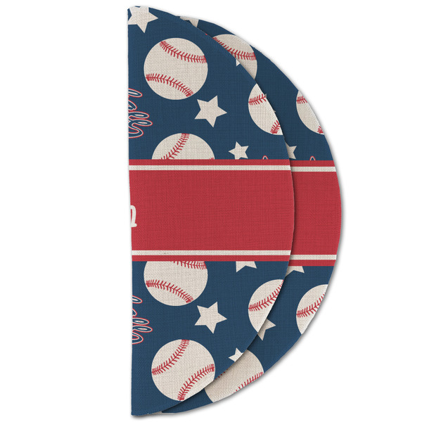 Baseball Round Linen Placemats - HALF FOLDED (double sided)