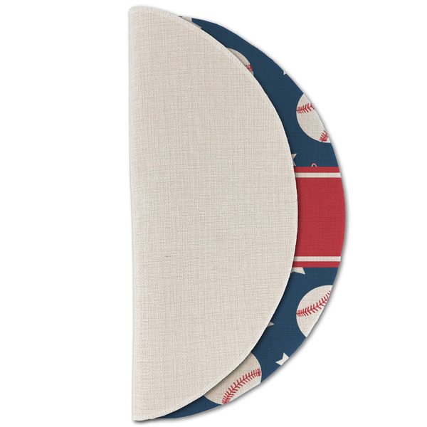 Baseball Round Linen Placemats - HALF FOLDED (single sided)