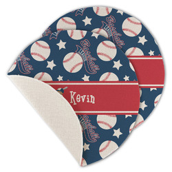 Baseball Round Linen Placemat - Single Sided - Set of 4 (Personalized)
