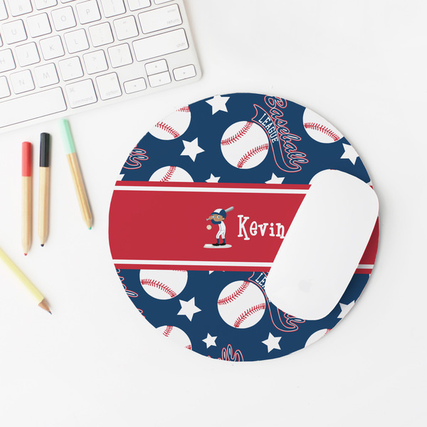 Baseball Round Mousepad - LIFESTYLE 2