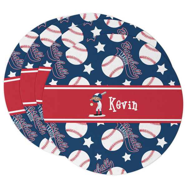 Custom Baseball Round Paper Coasters w/ Name or Text