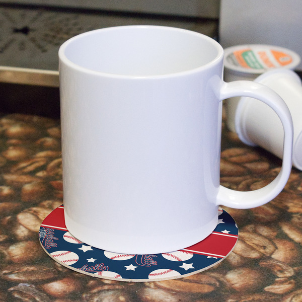 Baseball Round Paper Coaster - With Mug