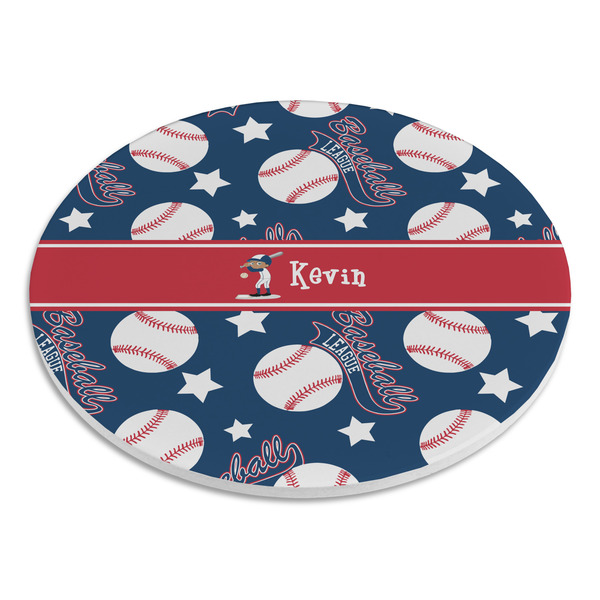 Baseball Round Stone Trivet - Angle View