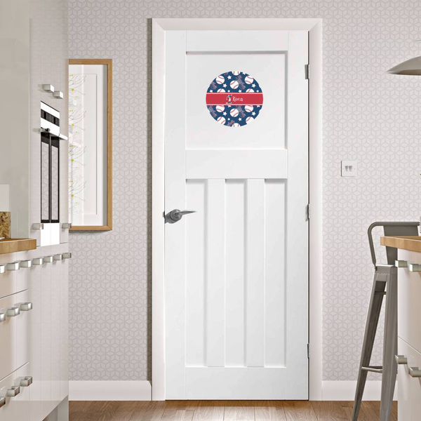 Baseball Round Wall Decal on Door