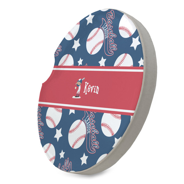Baseball Sandstone Car Coaster - STANDING ANGLE