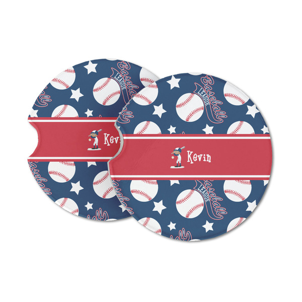 Custom Baseball Sandstone Car Coasters - Set of 2 (Personalized)