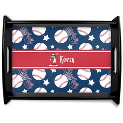 Baseball Black Wooden Tray - Large (Personalized)